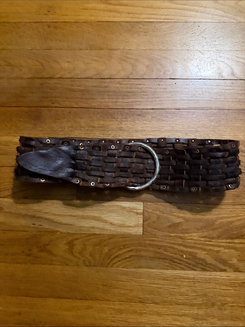 Streets Ahead Dark Brown Woven Leather Belt with D-Ring
